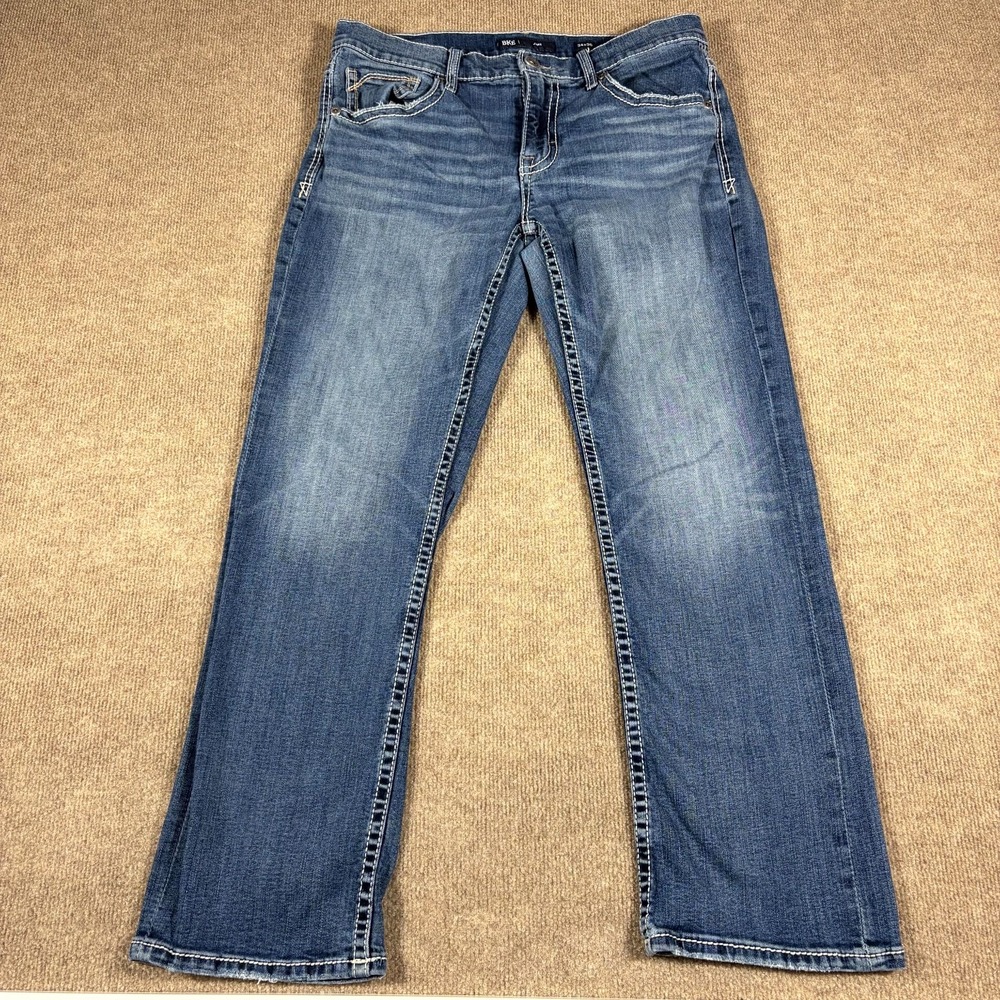 Buckle BKE Jake Jeans Men 34x30 Blue Denim Cotton Stretch Straight Everyday Wear